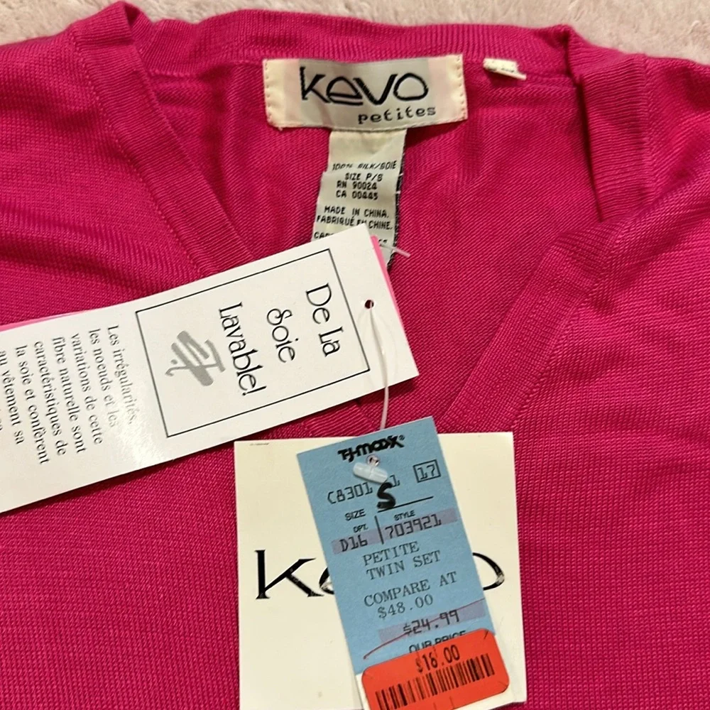 NWT Barbie Pink Silk Sweater. Size Petite Small. - Picture 2 of 7